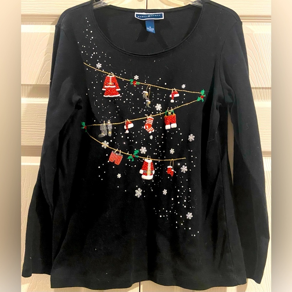 Karen Scott Women’s Christmas shirt 100% cotton Size Medium